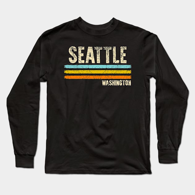 Seattle Washington Retro Long Sleeve T-Shirt by Mila46